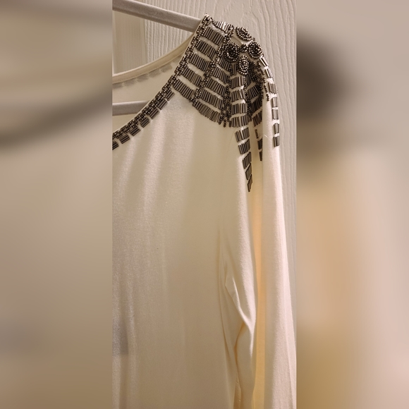 Ivory Long Sleeve Dress with Beading by Mechant Size Large - Picture 2 of 5